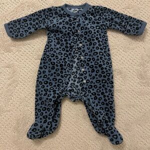 Blue Leopard Fleece Sleeper 3M